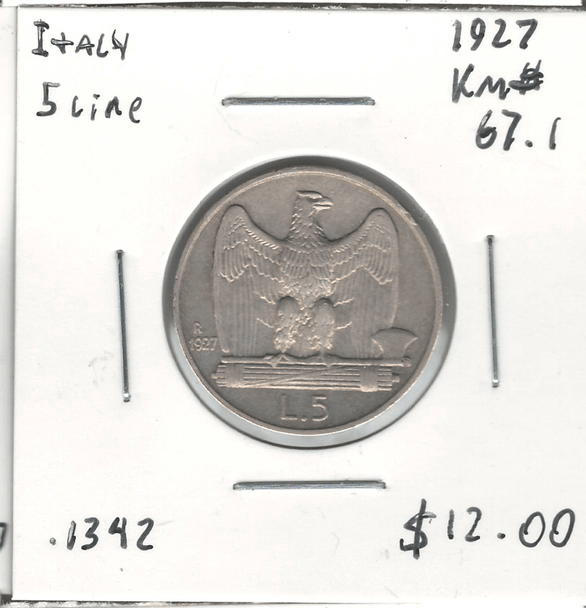 Italy: 1927 5 Lire Lot#2