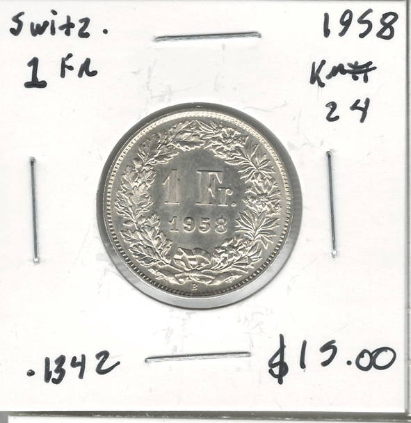 Switzerland: 1958 1 Franc