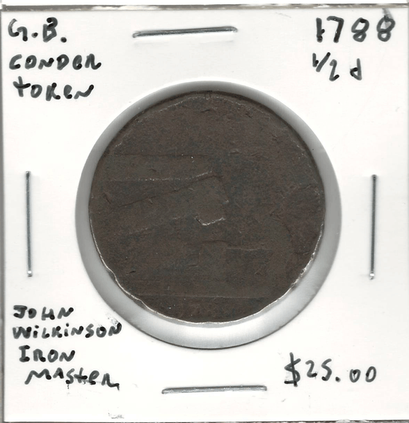 Great Britain: 1788 1/2 Cent Conder Token John Wilkinson Iron Master