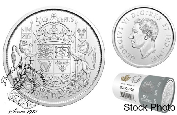 Canada: 2021 50 Cent 100th Anniversary of Canada's Coat of Arms Special Wrap Roll George VI