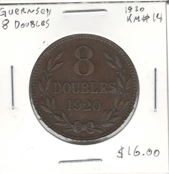 Guernsey: 1920 8 Doubles Lot#2
