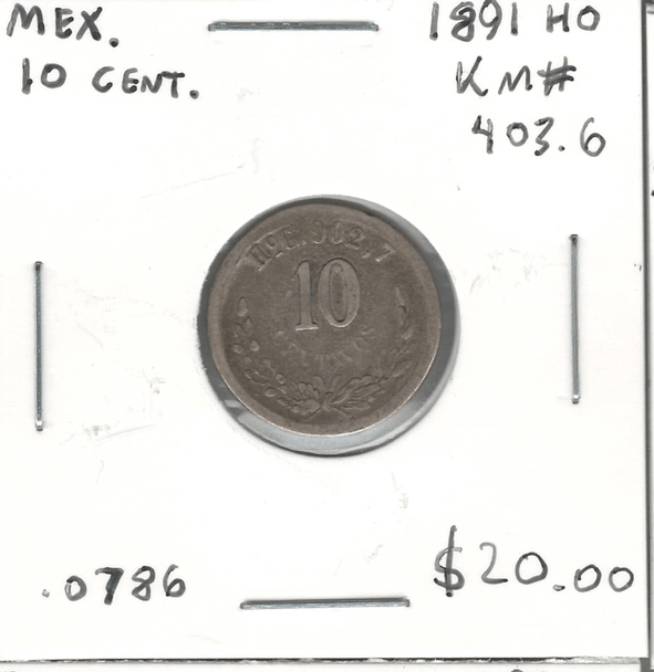 Mexico: 1891HO 10 Centimes