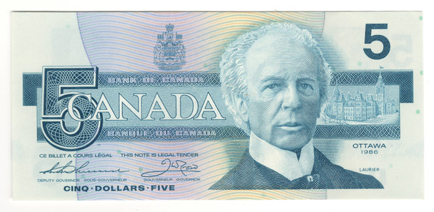 Canada: 1986 $5 Bank Of Canada Banknote BC-56b Lot#2