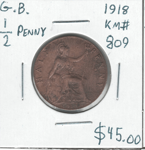 Great Britain: 1918 1/2 Penny