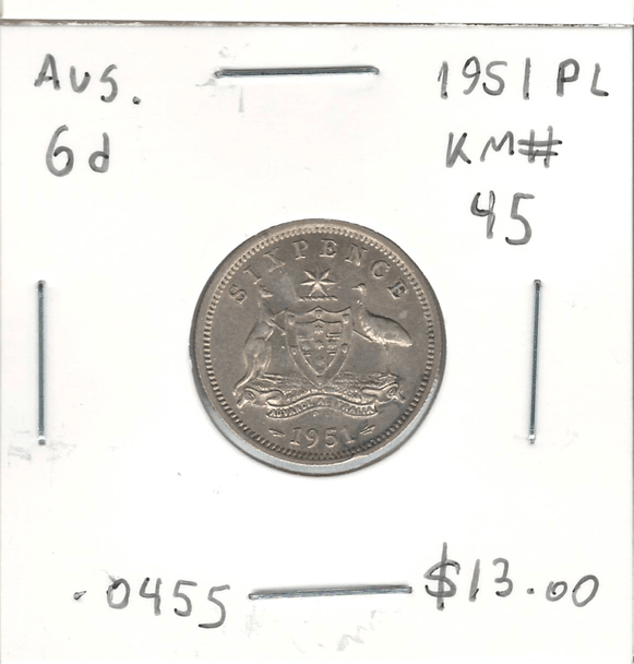 Australia: 1951 Silver 6 Pence