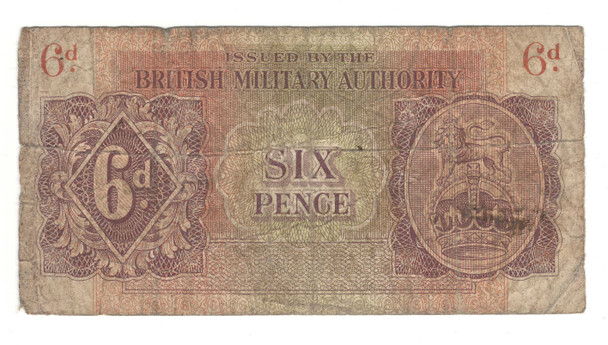 Great Britain: 1943 6 Pence British Military Authority Banknote
