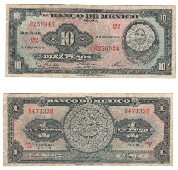 Mexico: 1961 - 1965 Banknote Lot (2 Pieces)