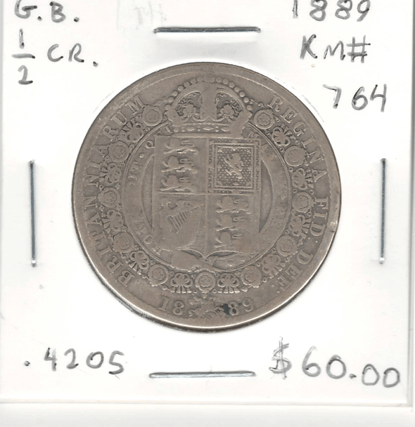 Great Britain: 1889 Silver 1/2 Crown