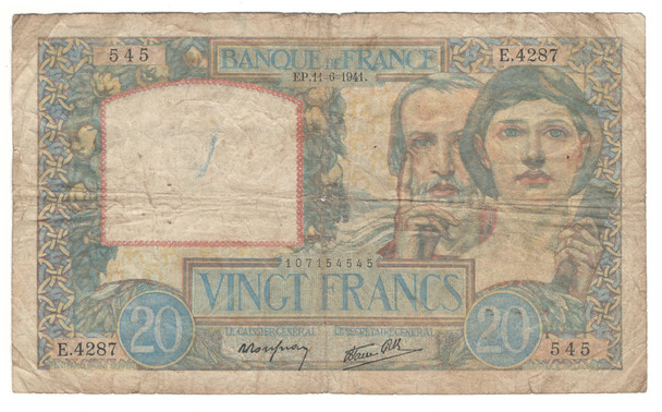 France: 1941 20 Francs Banknote