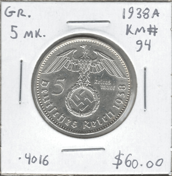 Germany: 1938A 5 Marks Lot#2