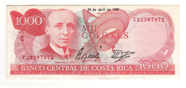 Costa Rica: 1990 1000 Colones Banknote