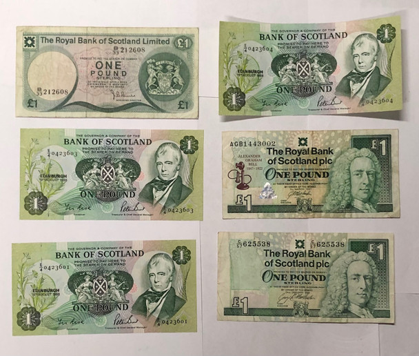 Scotland: 1977 - 1997 Banknote Collection Lot (6 Pieces)