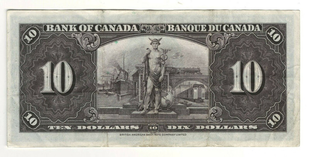 Canada: 1937 $10 Bank Of Canada Banknote BC-24c Lot#43