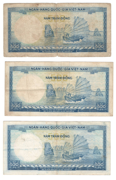 South Vietnam: 1966 500 Dong Banknote Collection Lot (3 Pieces)