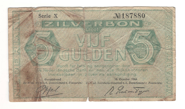 Netherlands: 1944 5 Gulden Banknote Lot#3
