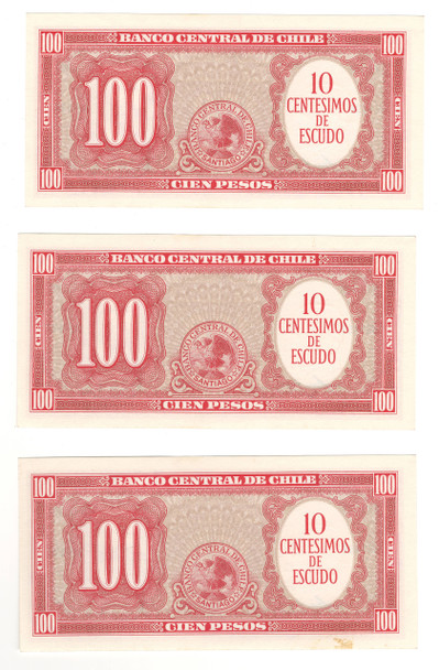 Chile: 1960 100 Pesos Banknote Collection Lot (3 Pieces)