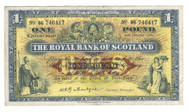 Scotland: 1962 1 Pound Banknote