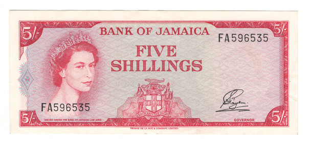 Jamaica: 1964 5 Shillings Banknote