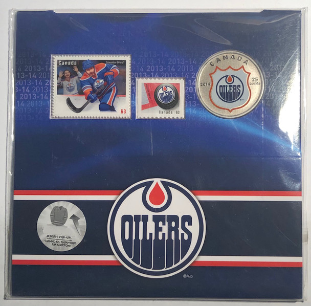 Canada: 2014 50 Cents Edmonton Oilers Coloured Coin and Stamp Set