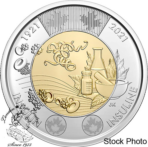 Canada: 2021 $2 Discovery of Insulin Toonie Special Wrap Roll with Non-Coloured Coins