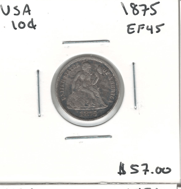 United States: 1875 10 Cent EF45