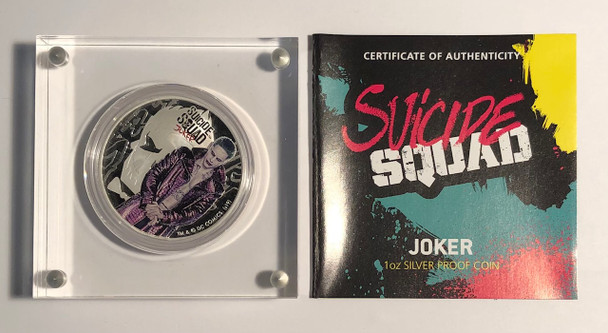 Tuvalu: 2019 $1 Suicide Squad: Joker 1 oz. Pure Silver Coin