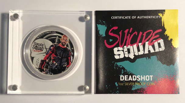 Tuvalu: 2019 $1 Suicide Squad: Deadshot 1 oz. Pure Silver Coin