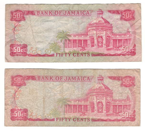 Jamaica: No Date 50 Cent Banknote Collection Lot (2 Pieces)