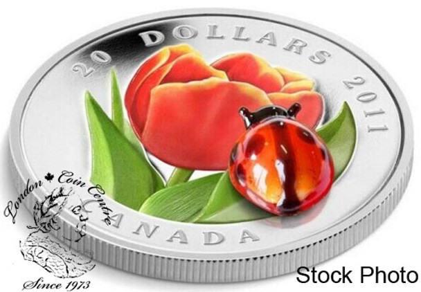 Canada: 2011 $20 Tulip with Glass Ladybug Fine Silver Coin