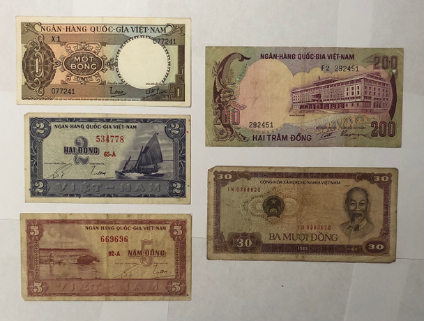 Vietnam: Banknote Collection Lot (5 Pieces)