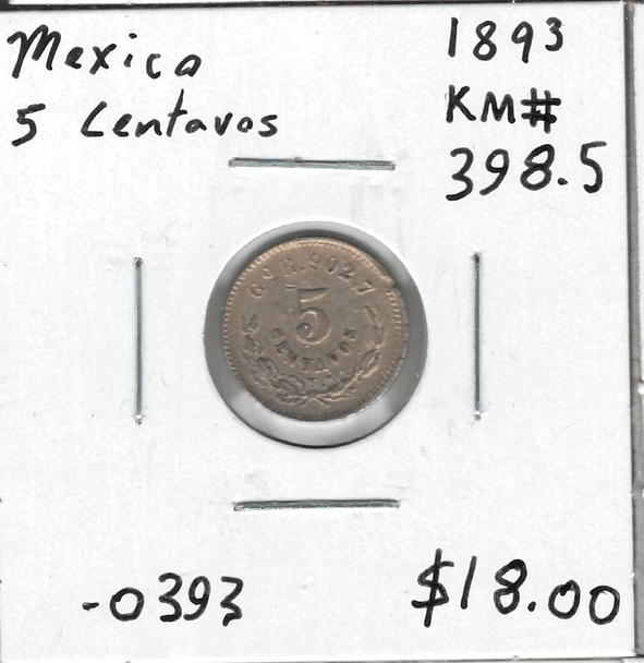 Mexico: 1893 5 Centavos