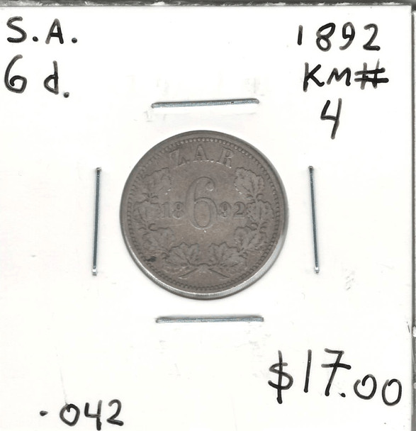 South Africa: 1892 6 Pence Lot#2