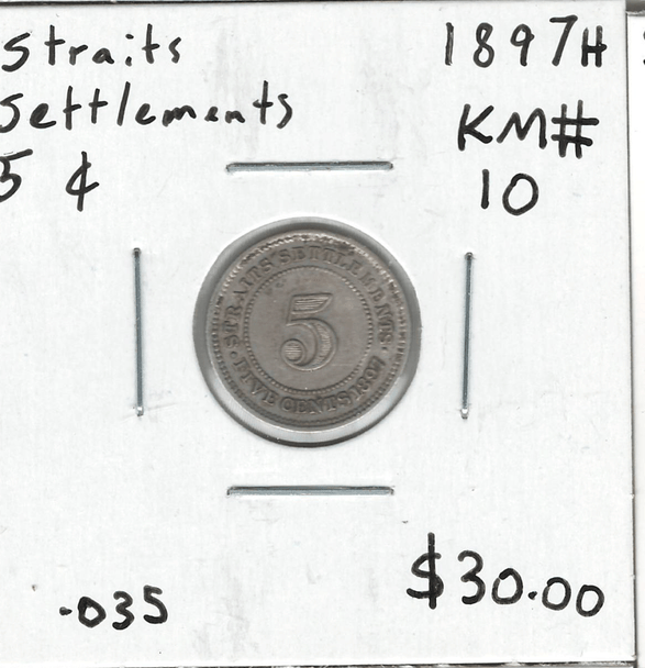 Straits Settlements: 1897H 5 Cent