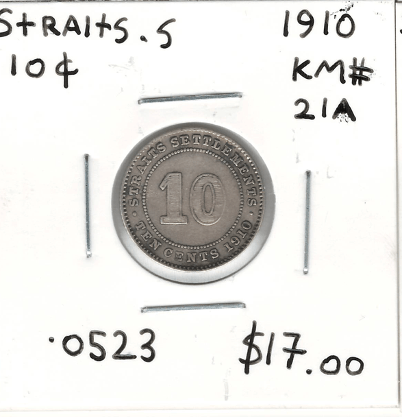 Straits Settlements: 1910 10 Cents