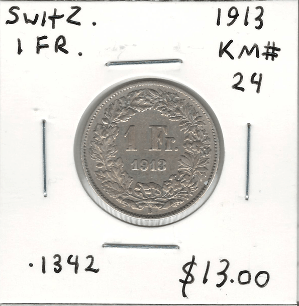 Switzerland: 1913 1 Franc Lot#2