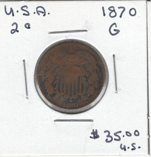 United States: 1870 2 Cent G4