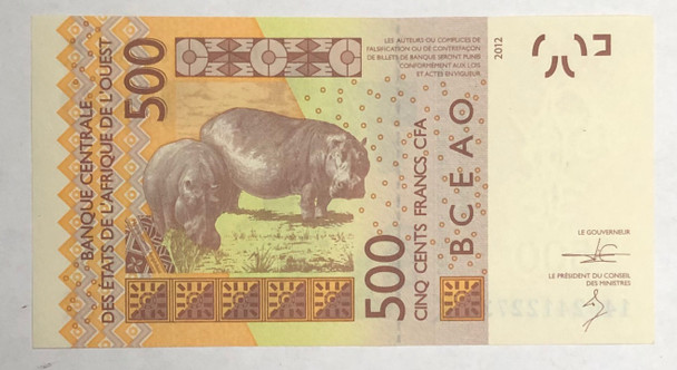 West Africa: 2012 500 Francs Banknote