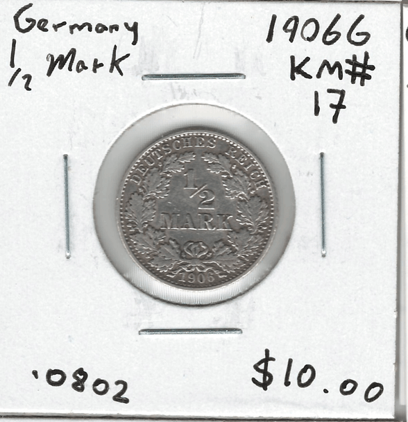 Germany:  1906A 1/2 Mark