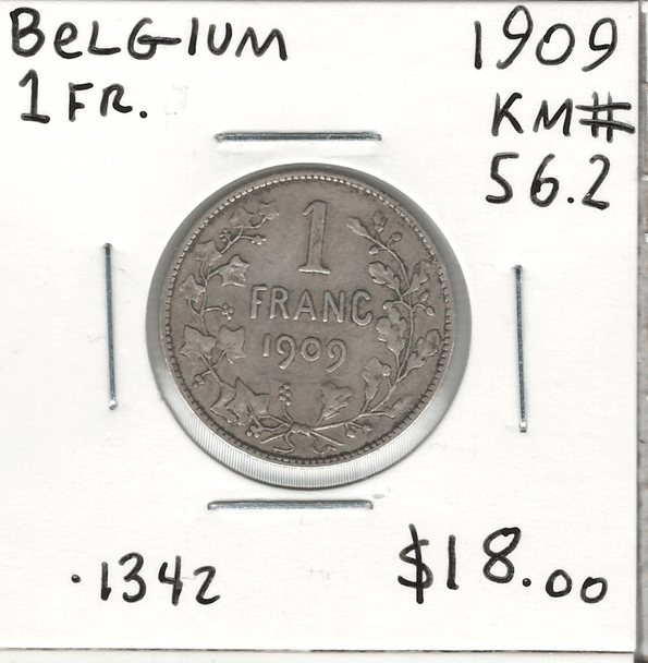 Belgium: 1909 1 Franc