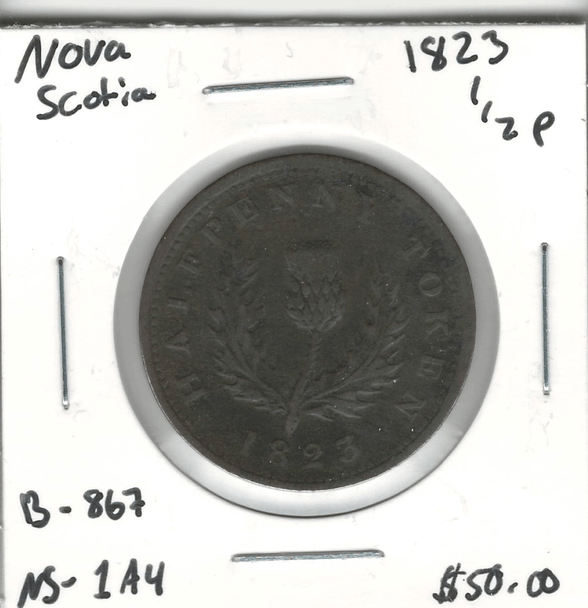 Nova Scotia: 1823 1/2 Penny NS-1A4