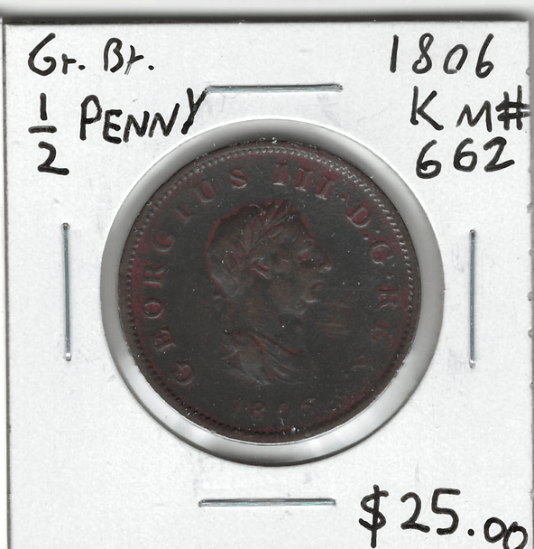 Great Britain: 1806 1/2 Penny