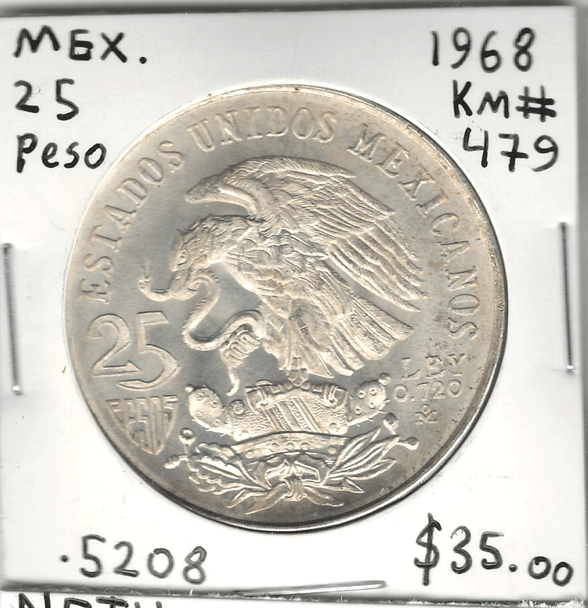 Mexico:  1968 25 Pesos