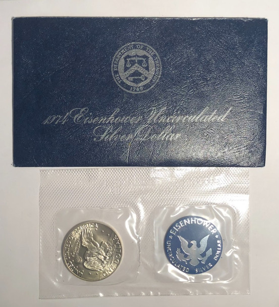 United States: 1974 $1 Eisenhower Uncirculated Silver Dollar Coin