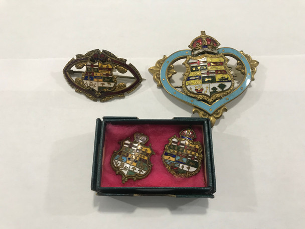 Canada: c.1902 Lot of 4 Enamel Pins and Brooches