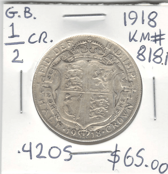 Great Britain: 1918 1/2 Crown