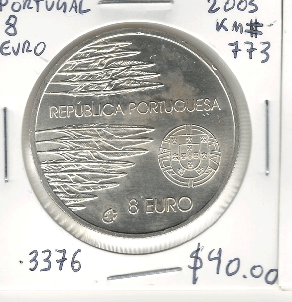 Portugal: 2005 8 Euros End of WWII Commemorative