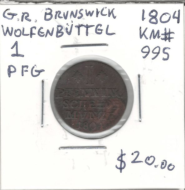 Germany, Brunswick Wolfenbuttel: 1804 Pfennig