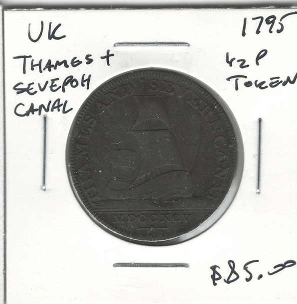 Great Britain: 1795 1/2 Penny Token Thames and Severn Canal Token