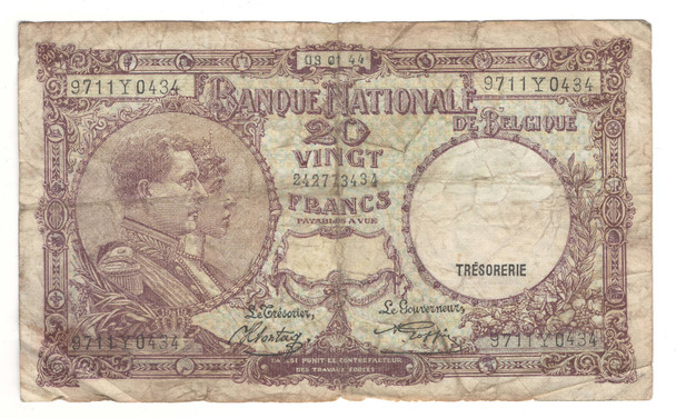 Belgium: 1943 20 Francs