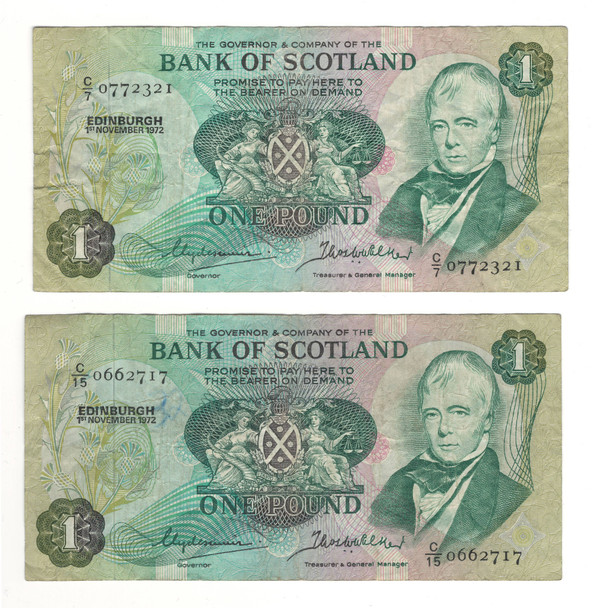 Scotland: 1972 Pound 2 Piece Lot